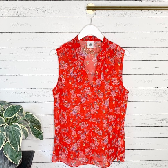 CAbi Tops - Heart of Cabi Crush Ruffle Red Floral Top CAbi Tops - Heart of Cabi Crush Ruffle Red Floral Top